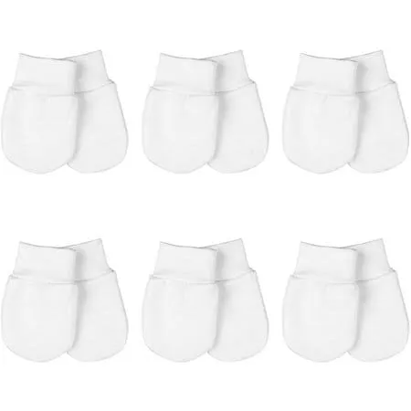 5 Pack White Baby Scratch Mitts