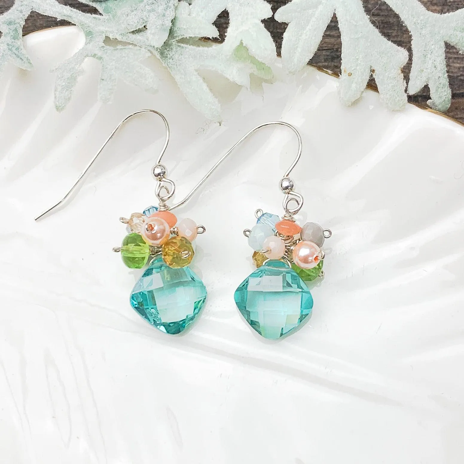 Abby Soft Pastels Cluster Earrings