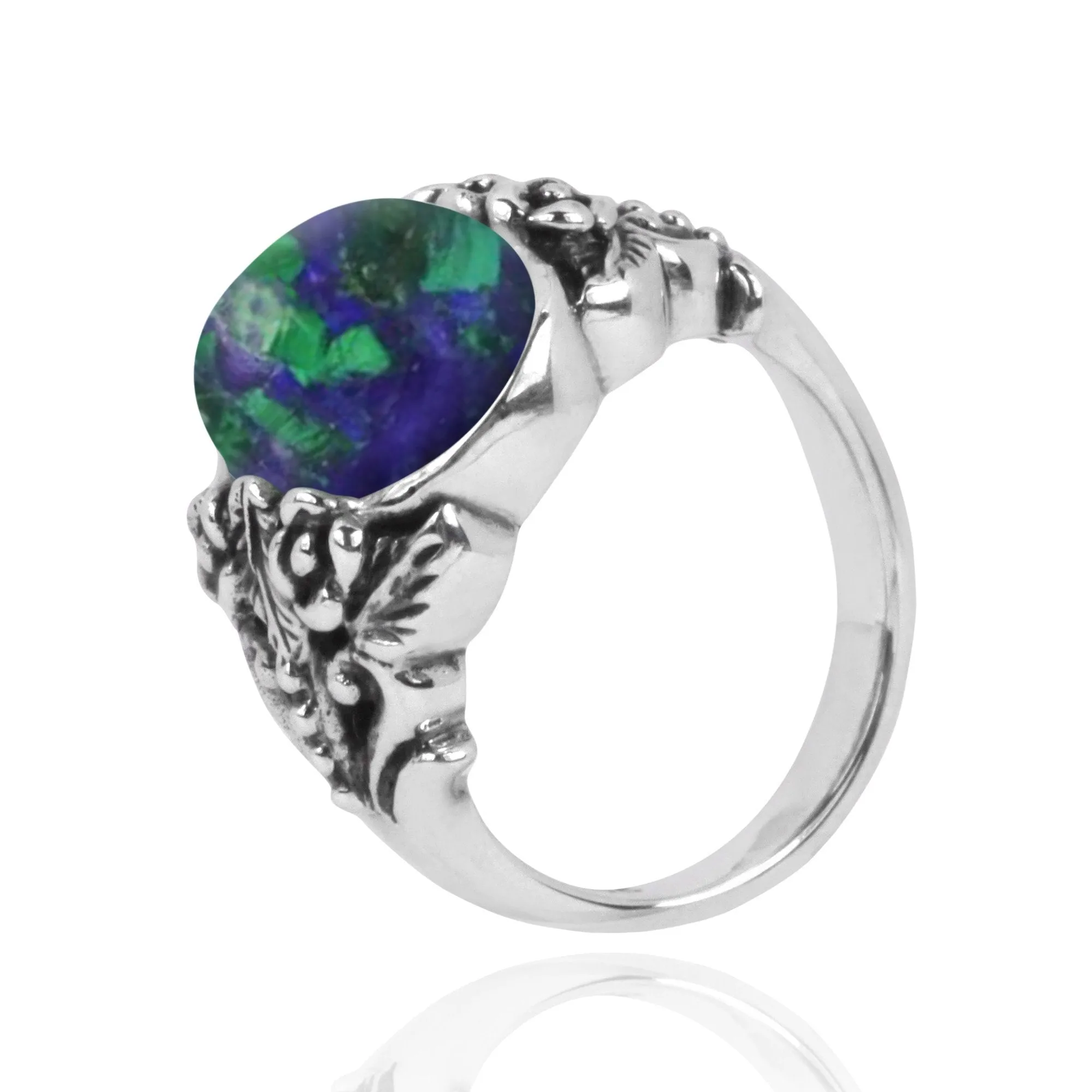 Azurite Malachite Oxidized Silver Statement Ring