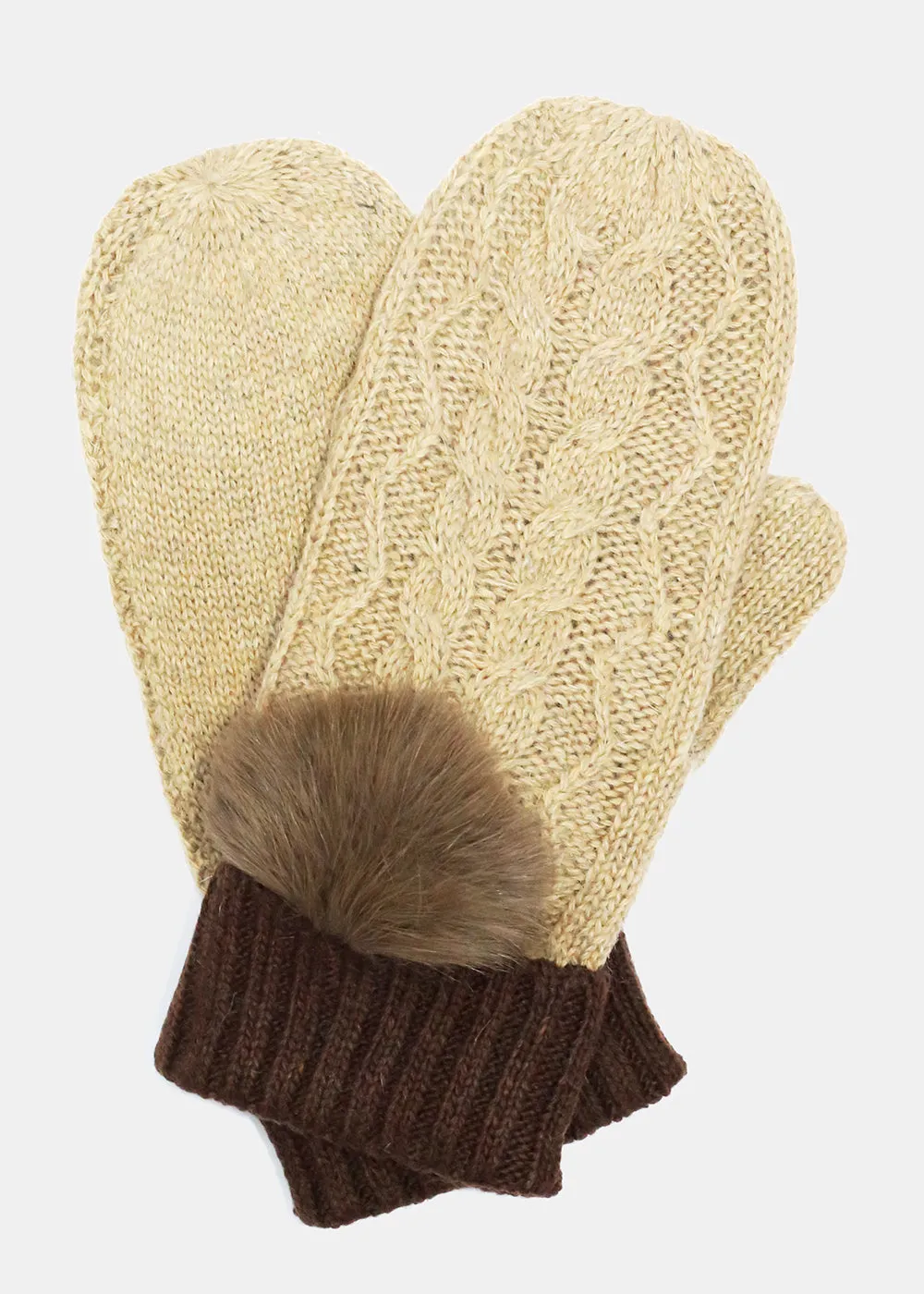 Beige Knitted Mittens