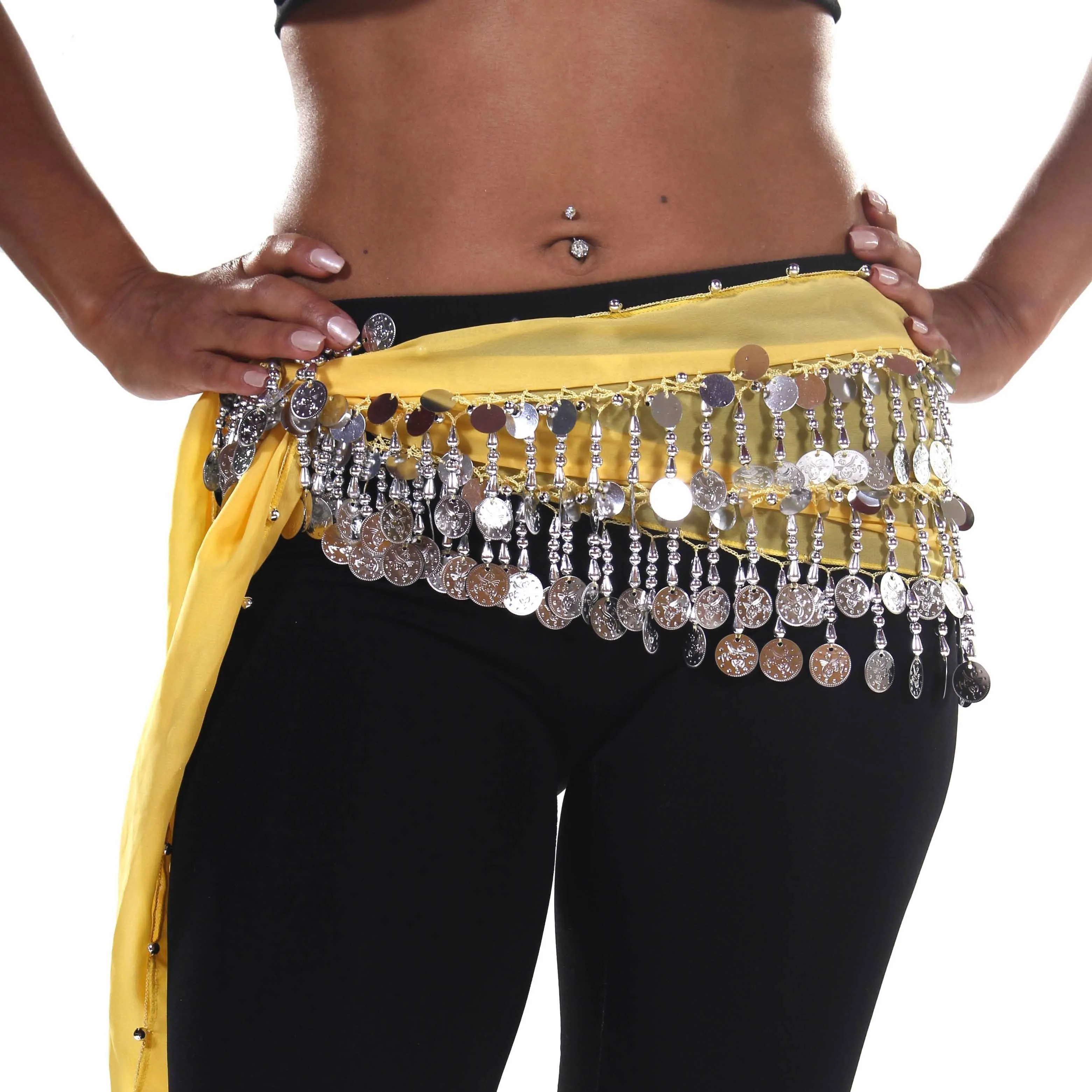 Belly Dance Small Length Chiffon Multi-Row Hip Scarf | GEELIE