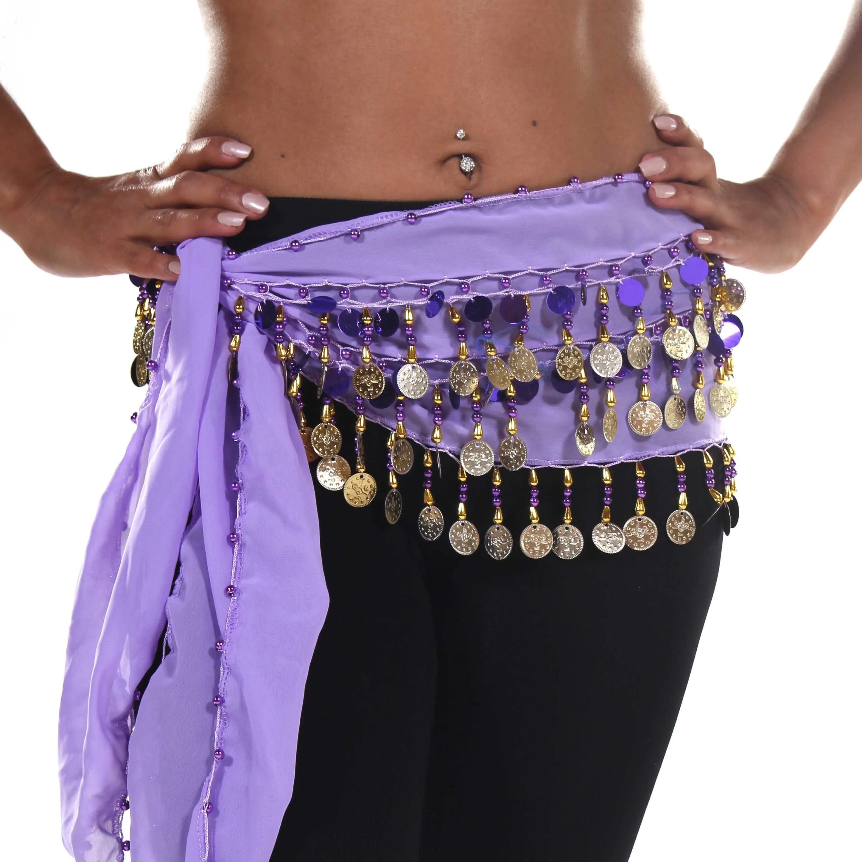 Belly Dance Small Length Chiffon Multi-Row Hip Scarf | GEELIE