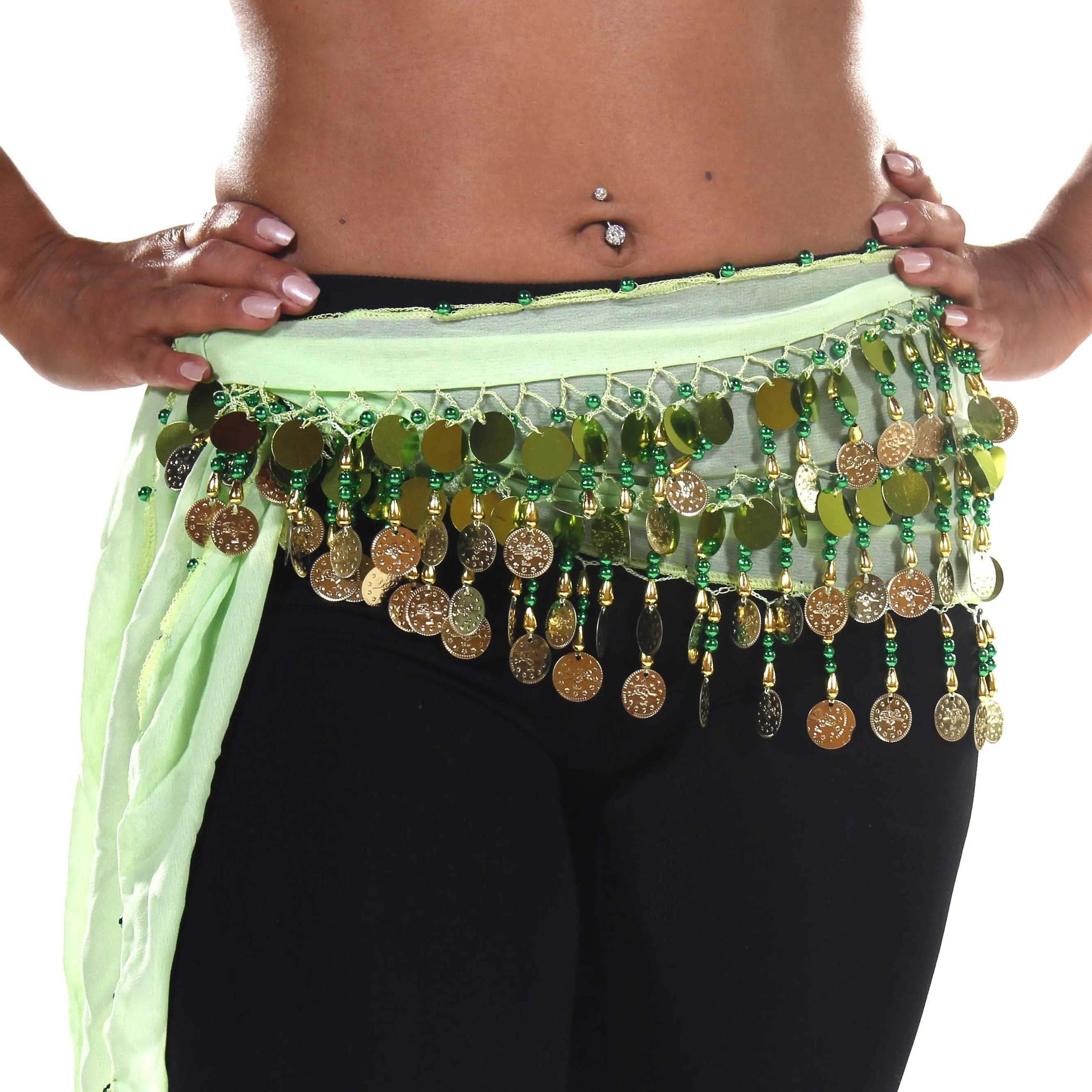 Belly Dance Small Length Chiffon Multi-Row Hip Scarf | GEELIE