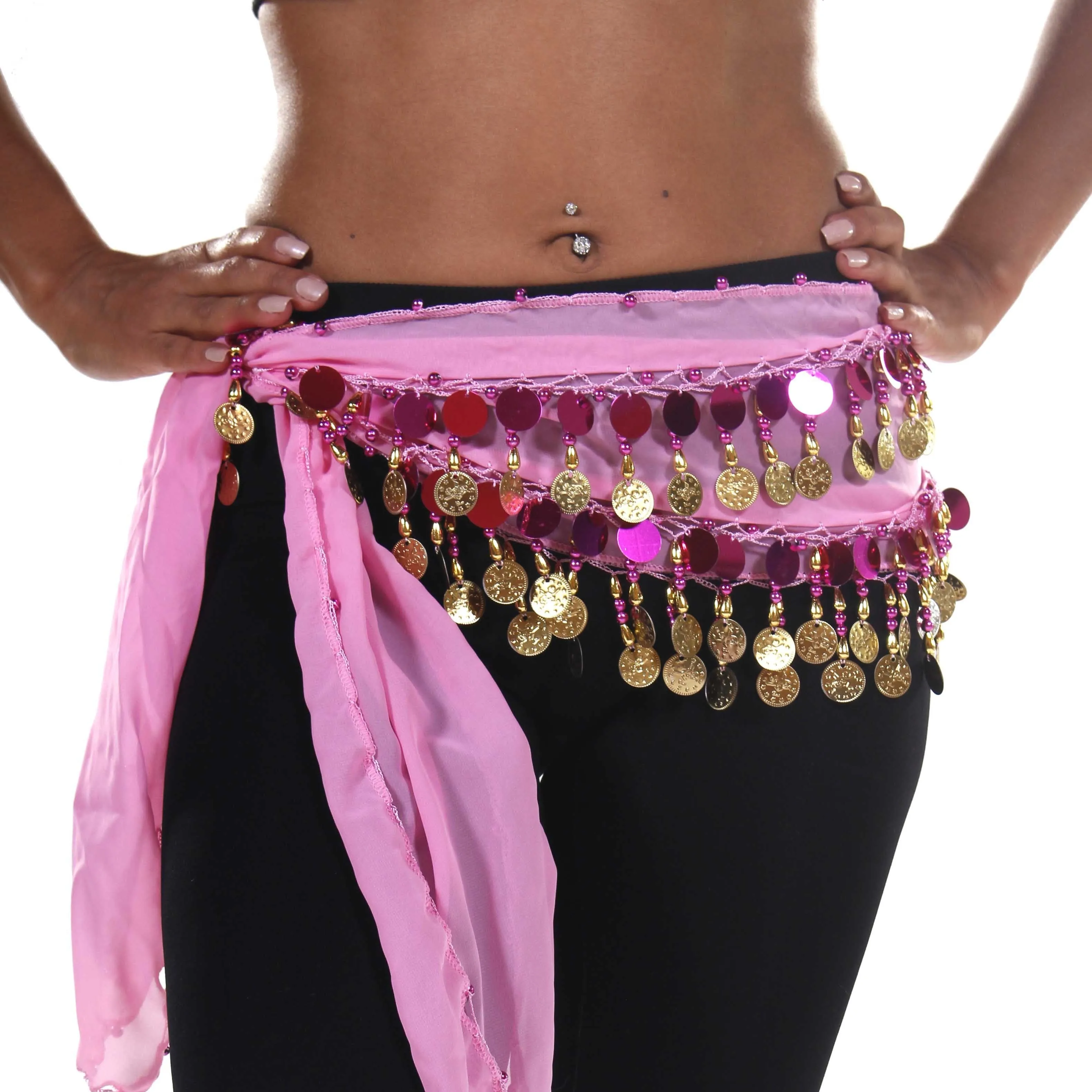 Belly Dance Small Length Chiffon Multi-Row Hip Scarf | GEELIE