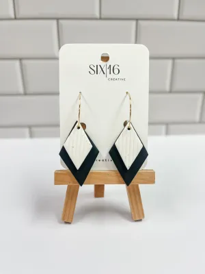 Black and White Diamond Clay Earrings