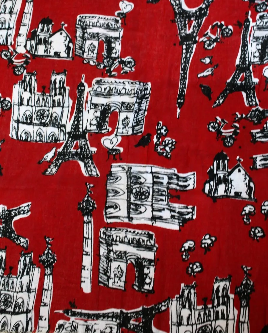 Bonjour Paris Scarf (Red)