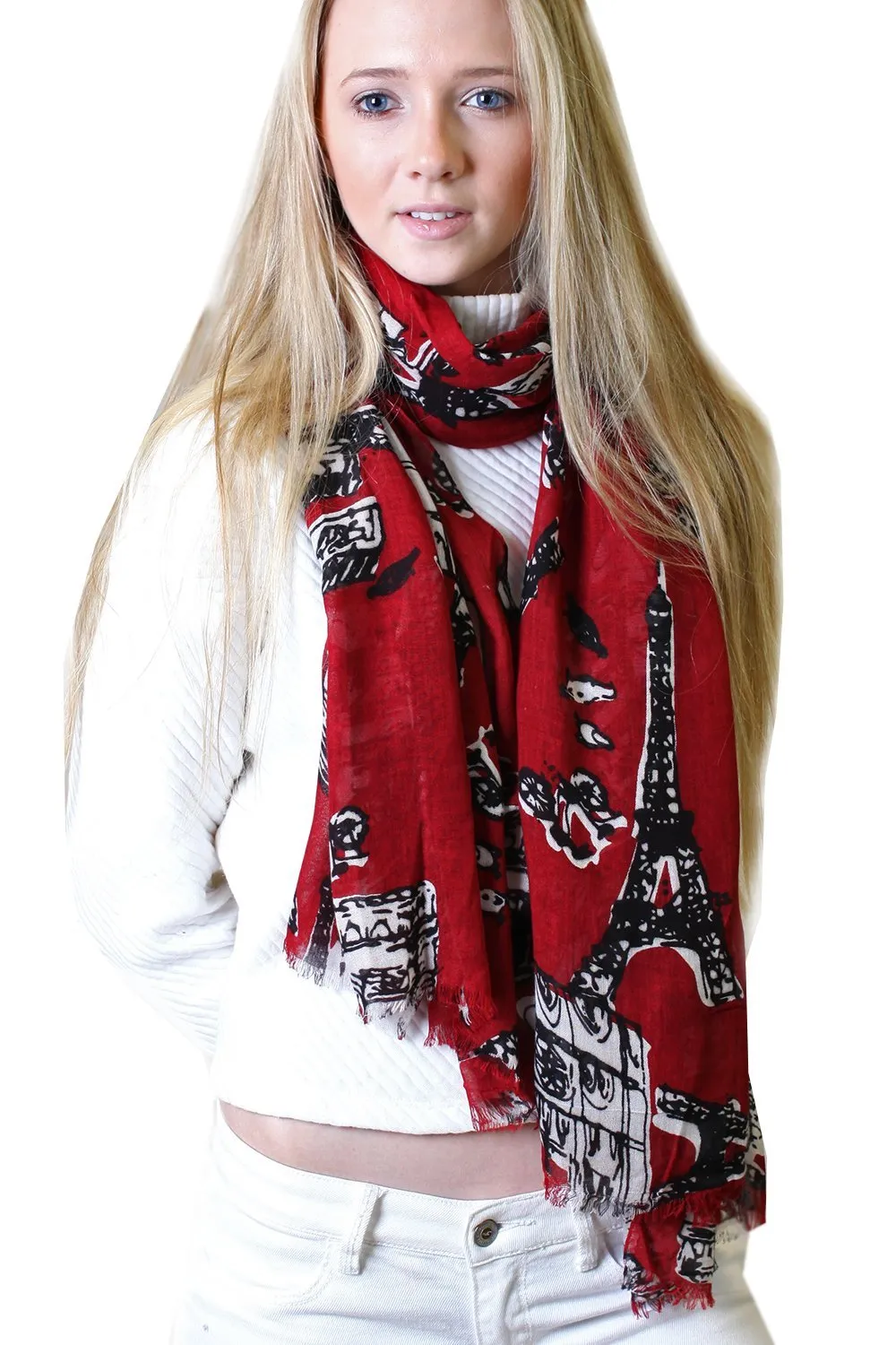 Bonjour Paris Scarf (Red)