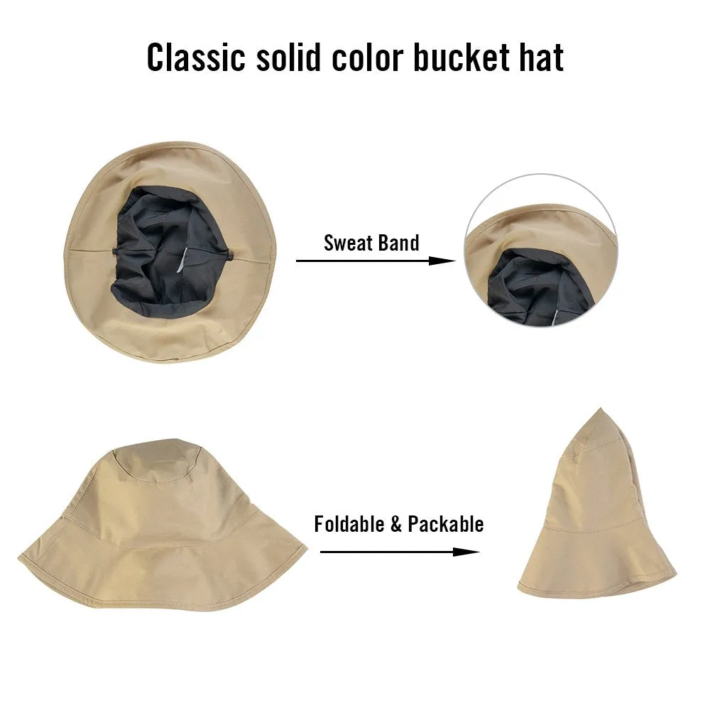 Bucket Hat, Summer Travel Beach Sun Hat, Bucket Hat for Women Men Cotton Unisex Foldable Fisherman Hat Outdoor Cap, Khaki