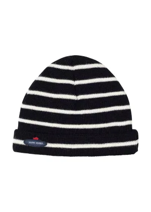 Cartier sailor hat for babies - striped, in soft wool (NAVY/ECUME)