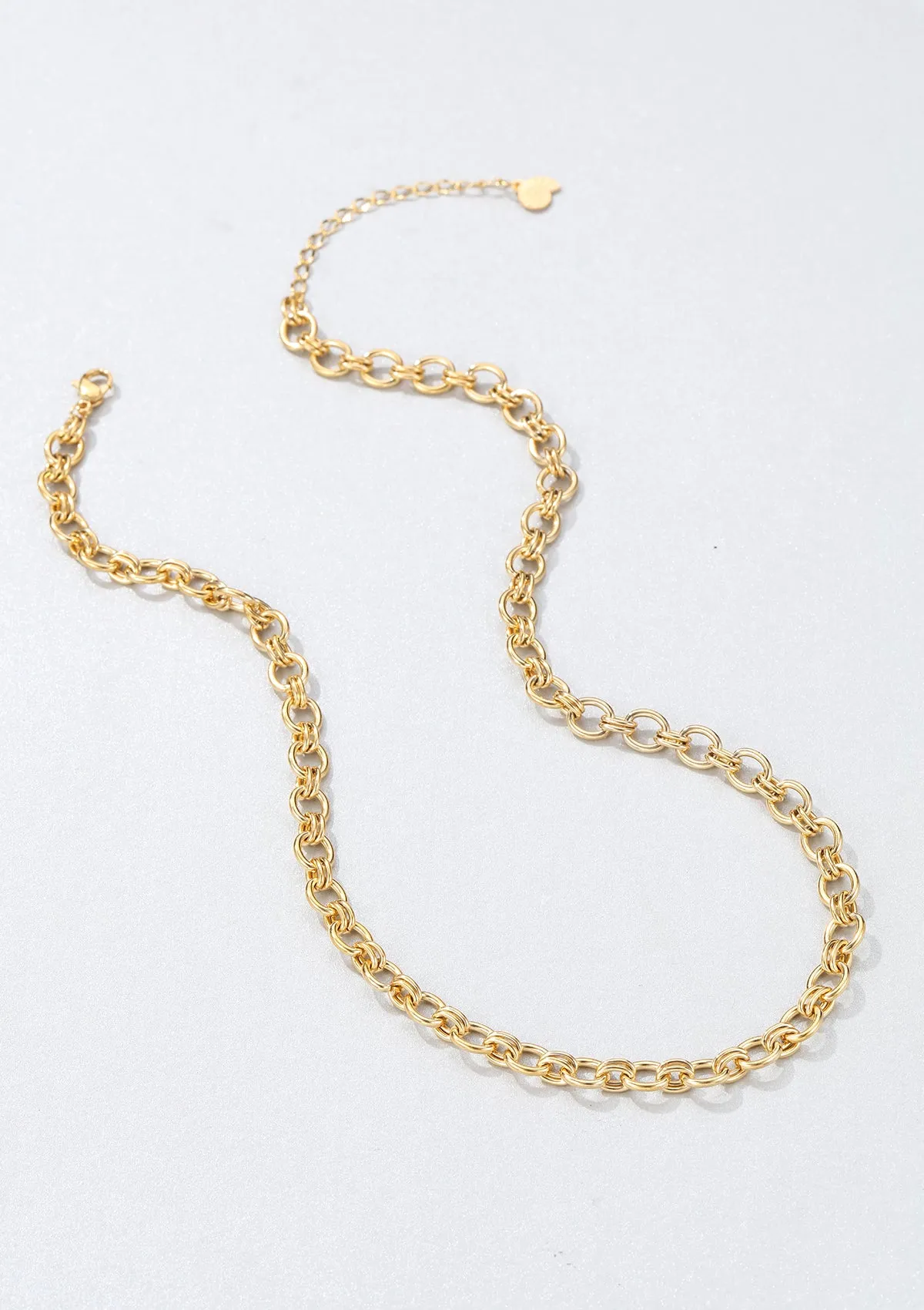 Chunky Double Cable Chain Necklace Gold