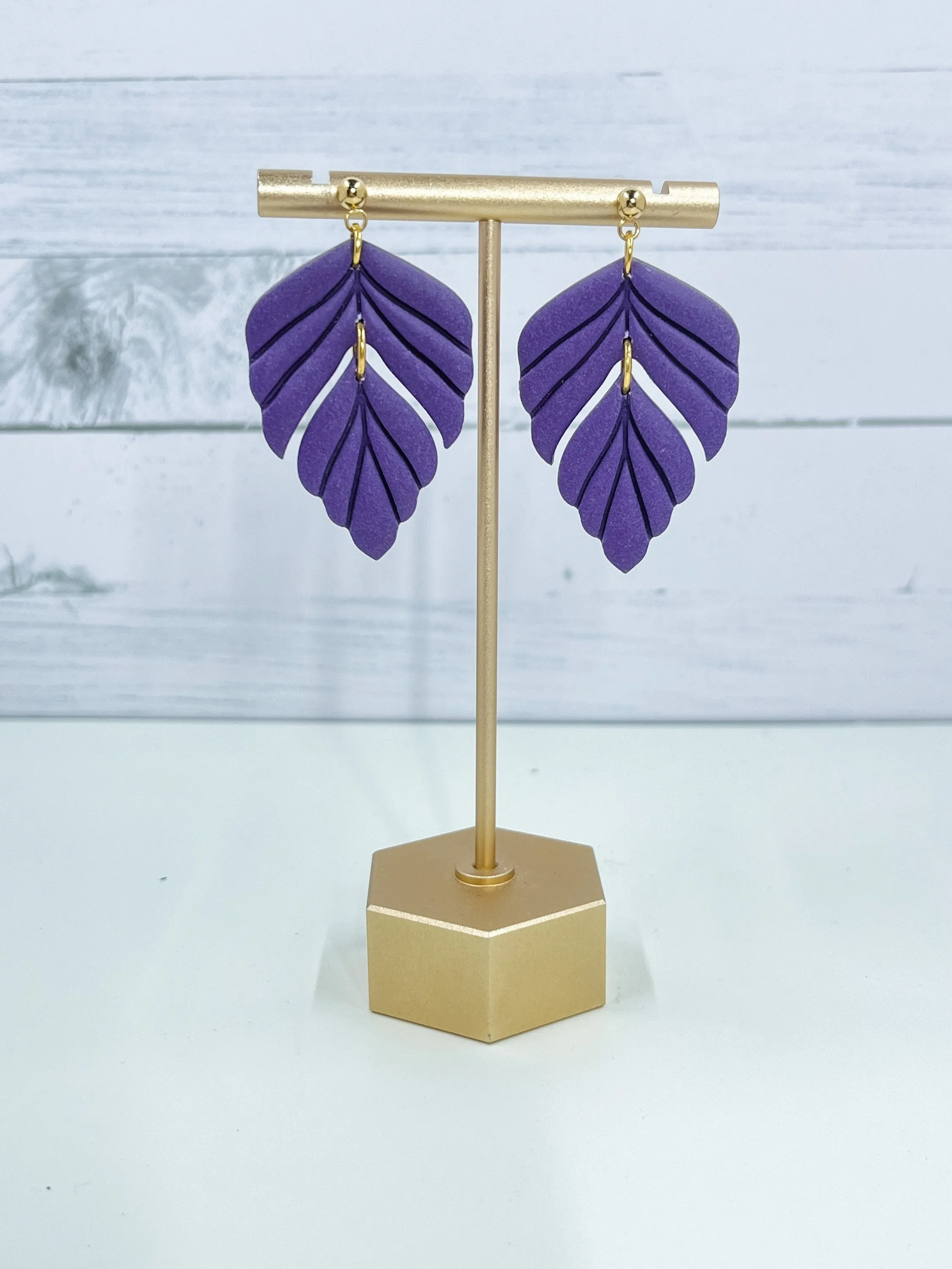 Dark Purple Clay Earrings