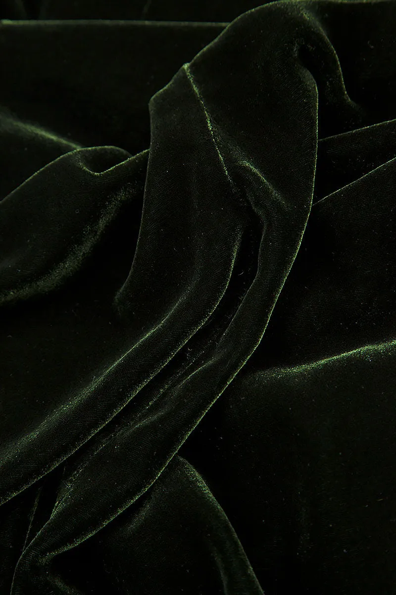 Elegant Dark Sage Silk Velvet Scarf