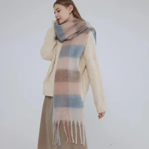 Elegant Minimalist Plaid Scarf - Imitation Cashmere Warm Shawl for Women