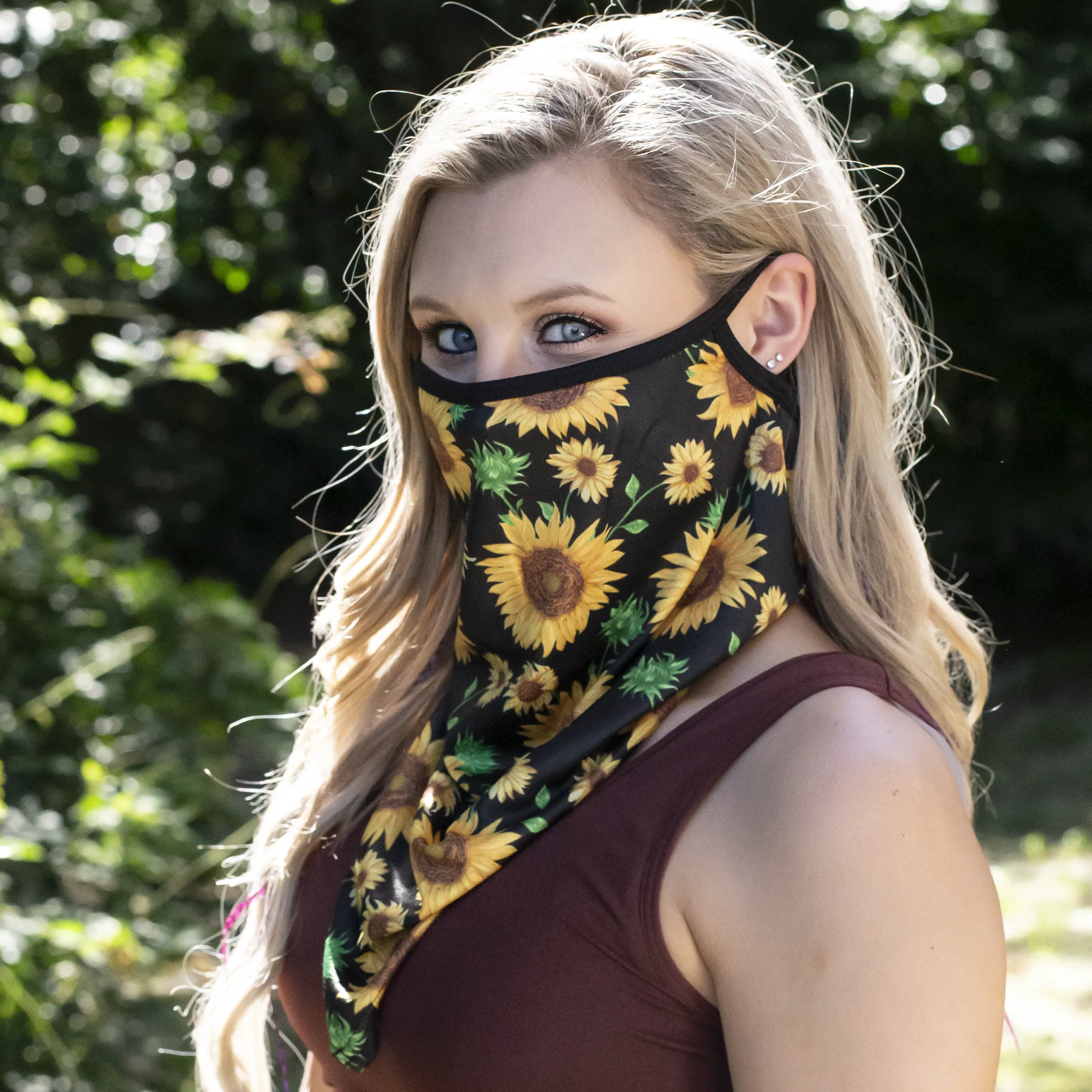 FB-2020 FACE BANDANA SUNFLOWER BLACK