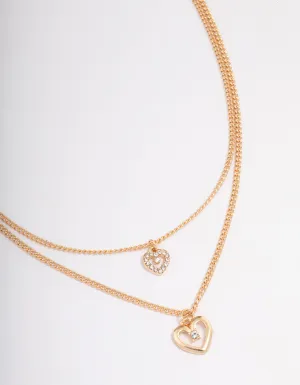 Gold Chain Heart Diamante Necklace