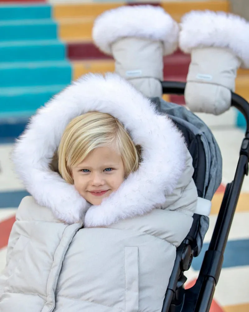 >7 A.M. Enfant Warmmuffs Tundra PLUSH - Heather Beige - White Faux Fur