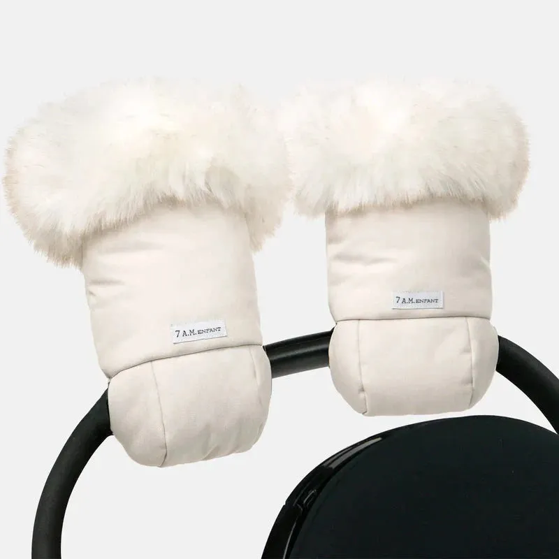 >7 A.M. Enfant Warmmuffs Tundra PLUSH - Heather Beige - White Faux Fur