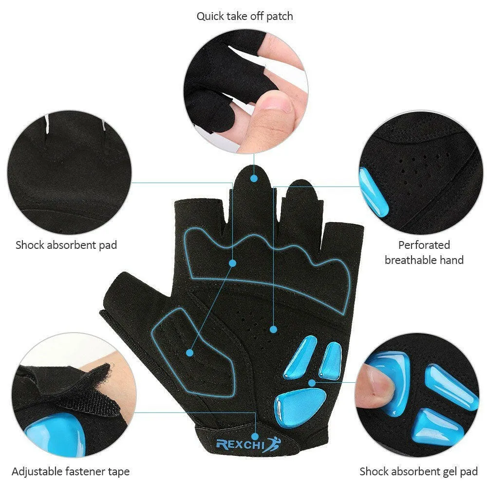 Half Finger Cycling Gloves Gel Pad Anti-slip MTB Gloves Breathable Bike Mitten Gloves for Men Women