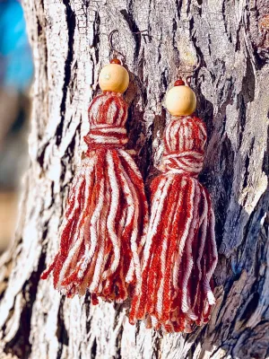 Handmade Yarn Tassel Earrings