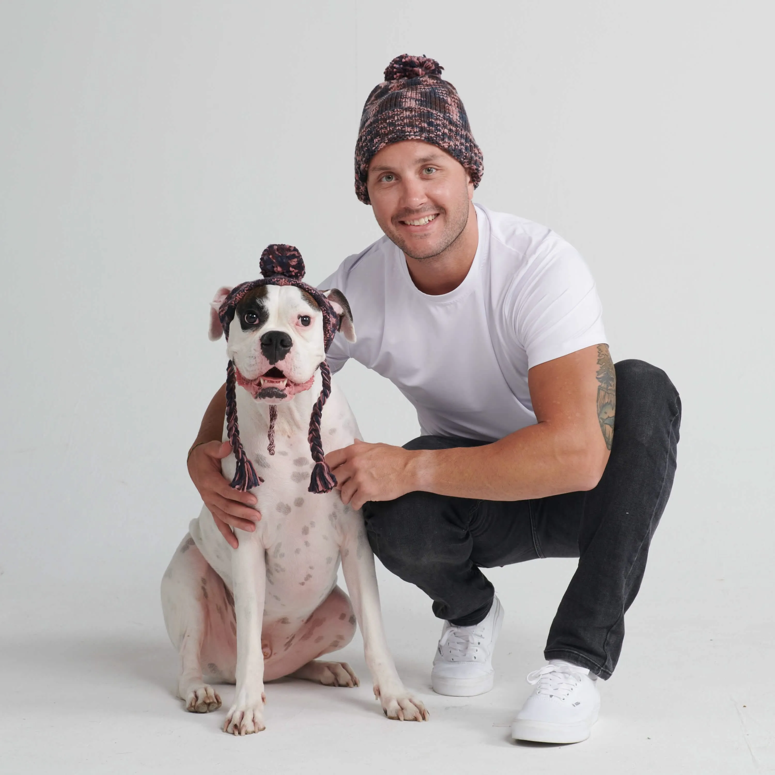 Knit Matching Human Pom Hats