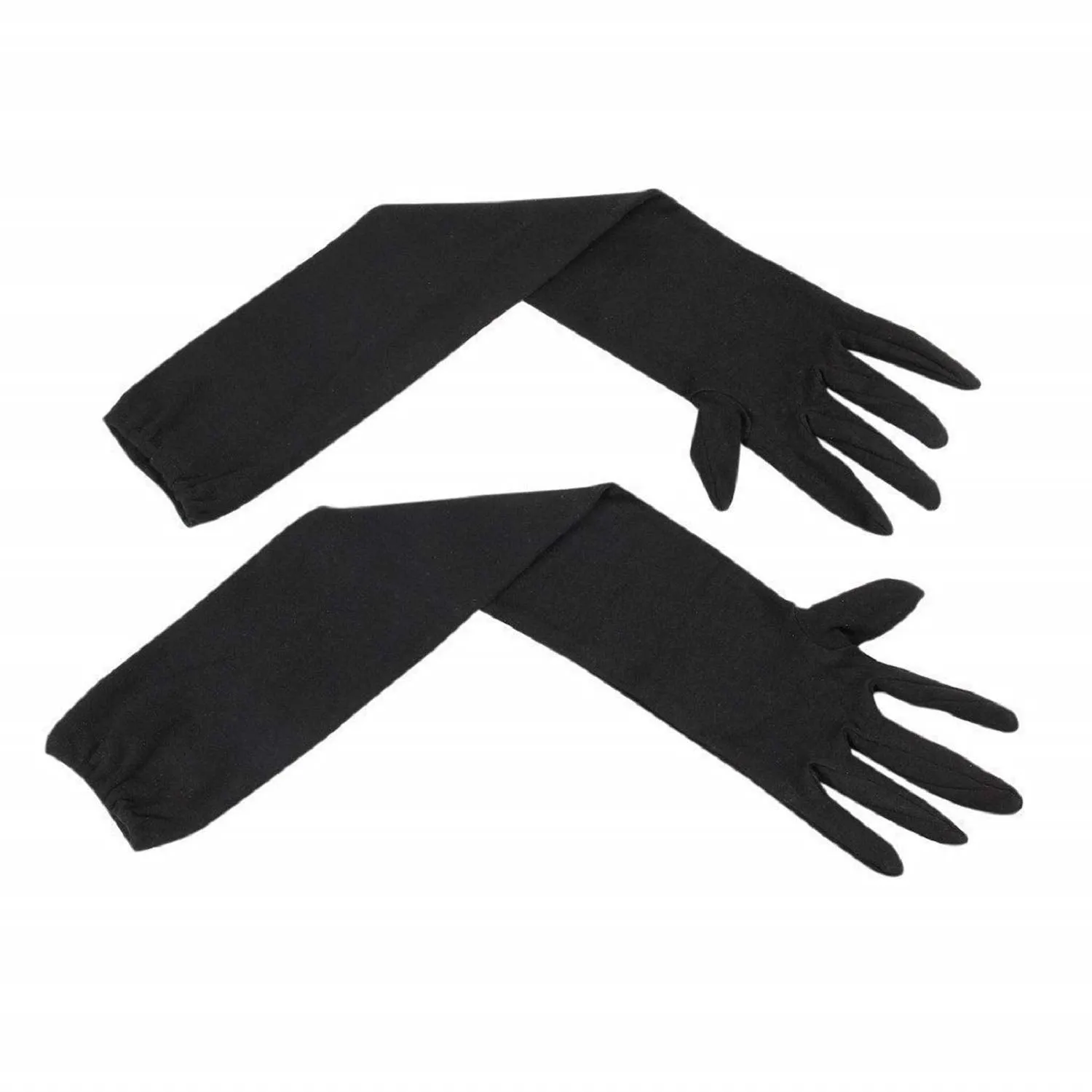 Kuber Industries Unisex Cotton Full Hand Arm Sleeves Gloves Set|Sunlight Protection|Soft & Comfortable Fabric|Size 64 x 10 CM, Set of 2 Piece (Black)