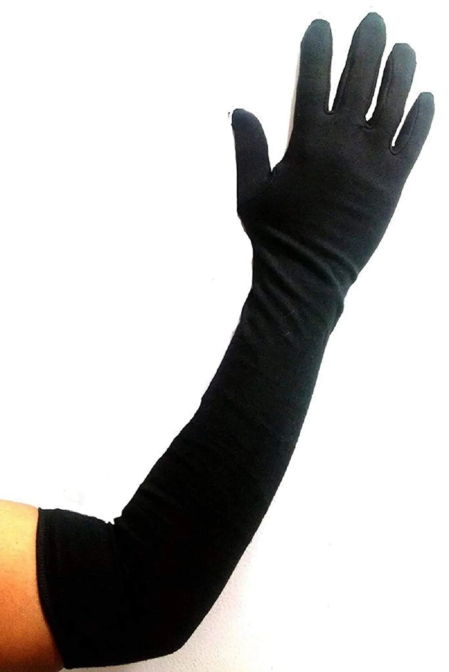 Kuber Industries Unisex Cotton Full Hand Arm Sleeves Gloves Set|Sunlight Protection|Soft & Comfortable Fabric|Size 64 x 10 CM, Set of 2 Piece (Black)