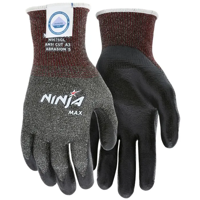 MCR Safety Cut Pro N9676G Ninja Max Cut Resistant Work Gloves, Gray, 1 Pair