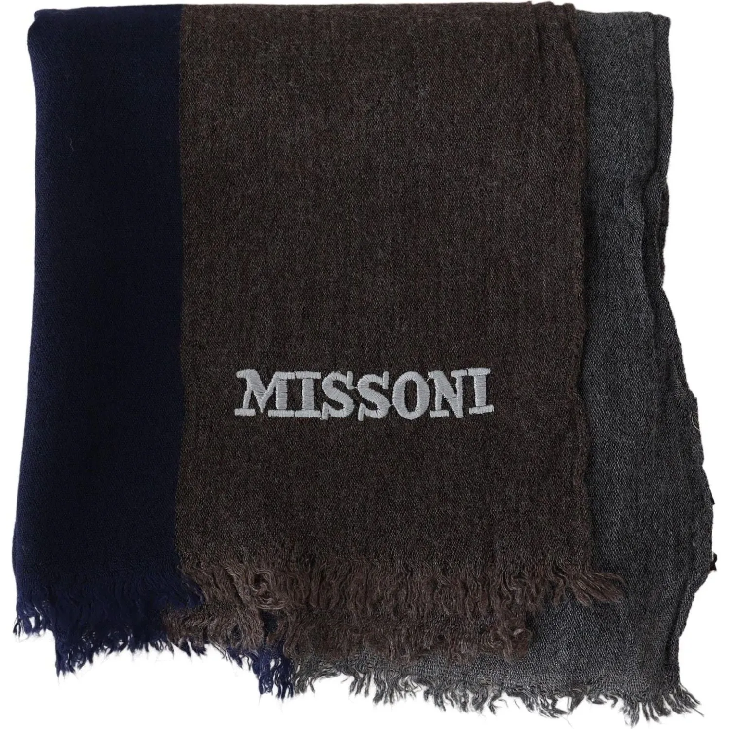 Missoni Elegant Multicolor Wool Scarf with Signature Embroidery