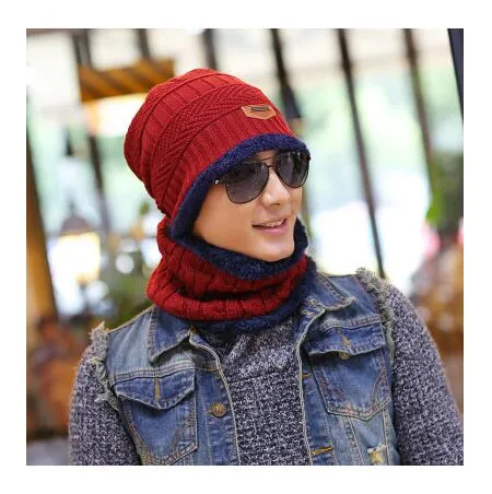 Neck Warmer Scarf Casual Warm Knitted Winter Beanie