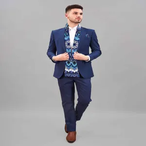 PAKISTAN BRAND SCARF AND POCKET SQUARE SET -  CIRCULAR MANDALA