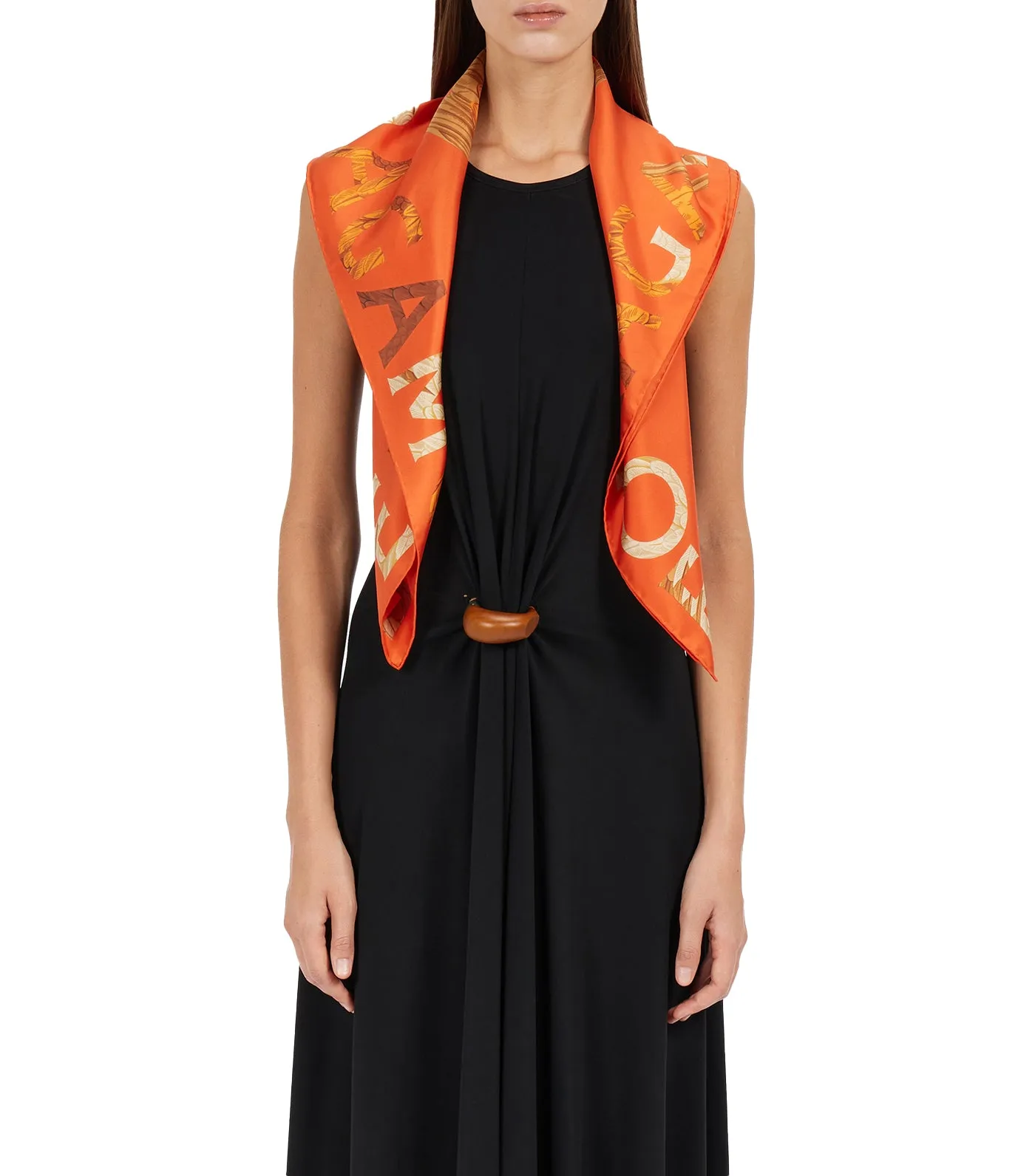 Parrot Print Silk Foulard Orange