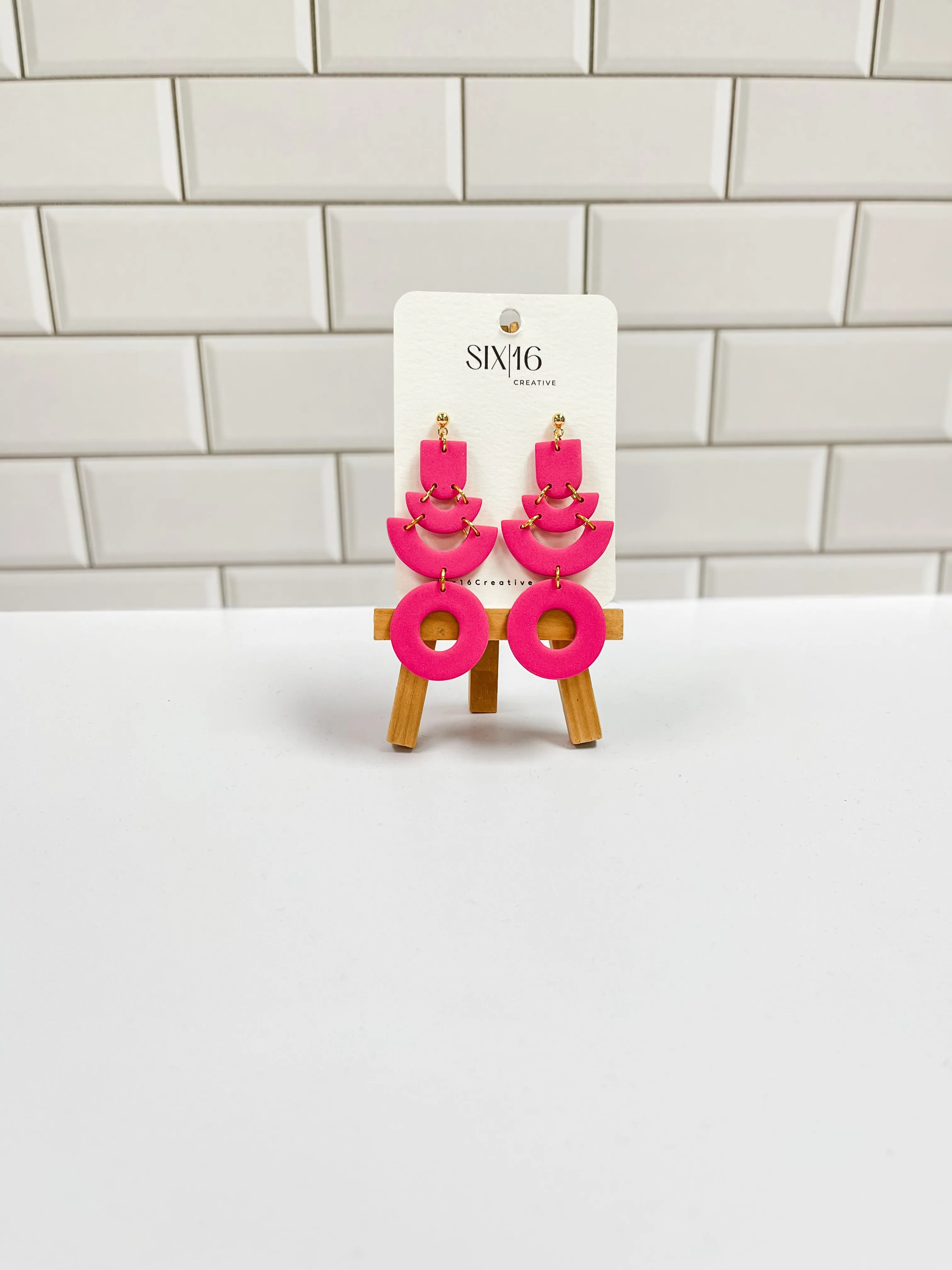 Pink 4 Piece Clay Earrings