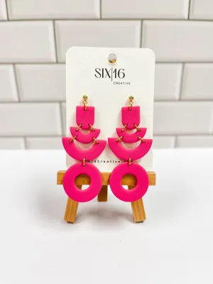 Pink 4 Piece Clay Earrings