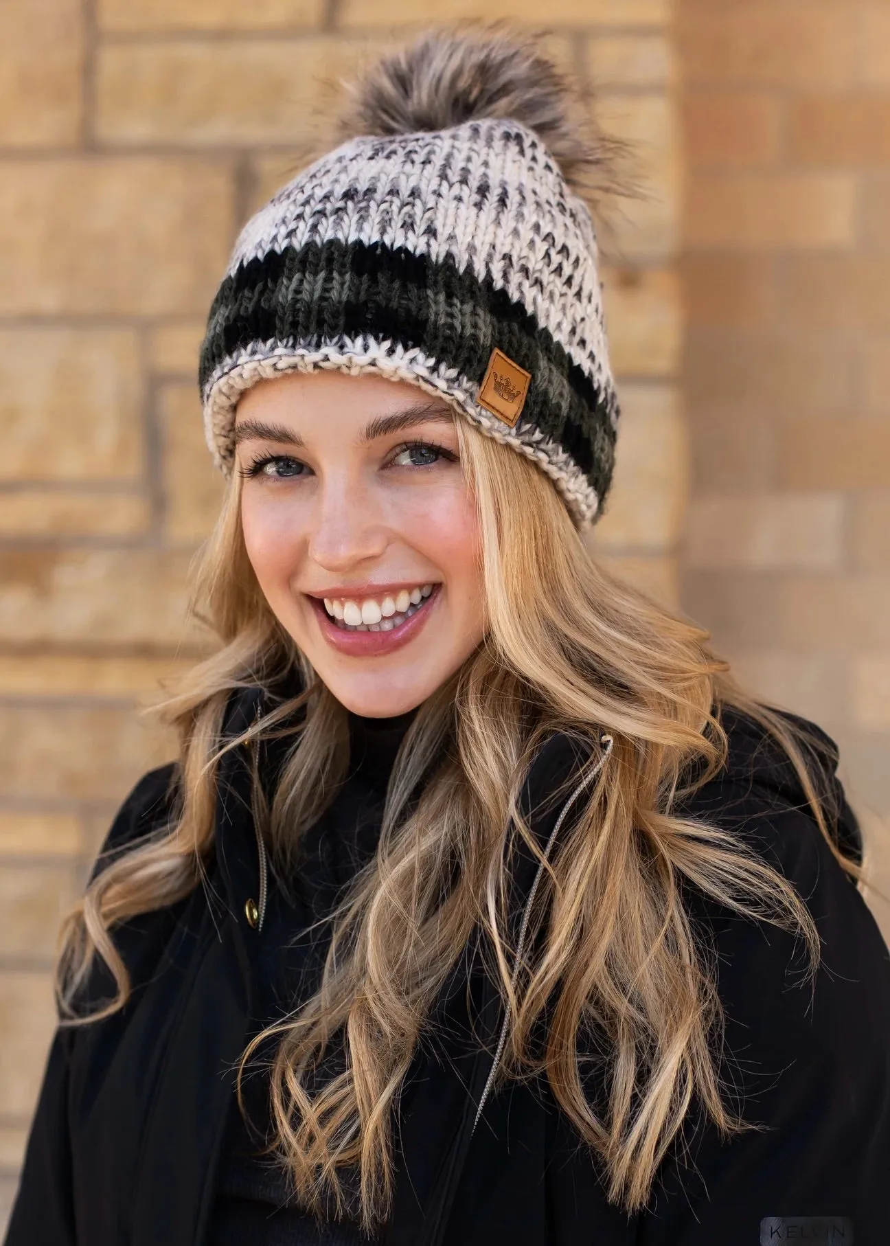 Plaid Accent Knit Hat