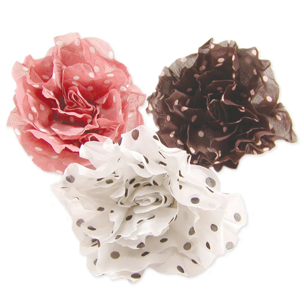 Polka Dot Fabric Rose Pin