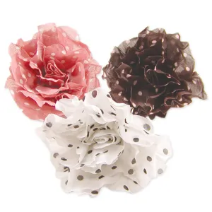 Polka Dot Fabric Rose Pin