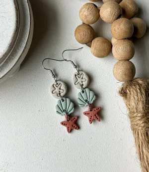 Polymer Clay Earrings - Beach Dangle Earrings