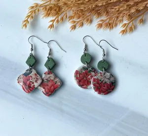 Polymer Clay Earrings - Christmas Poinsettia (Wholesale)