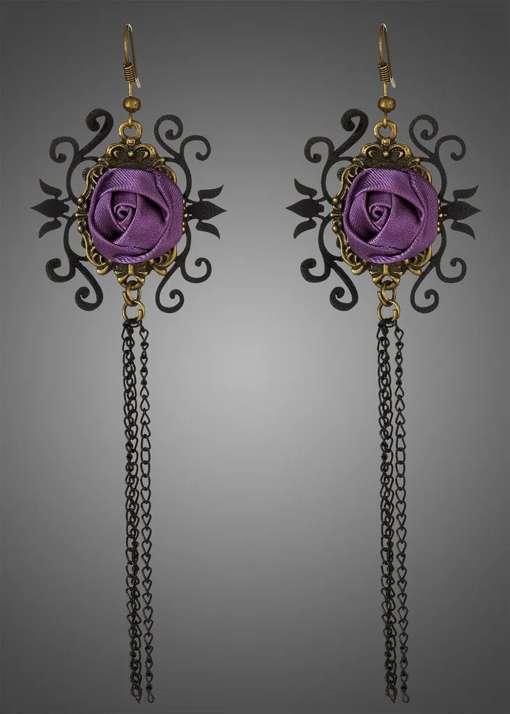 Purple Rose Earrings