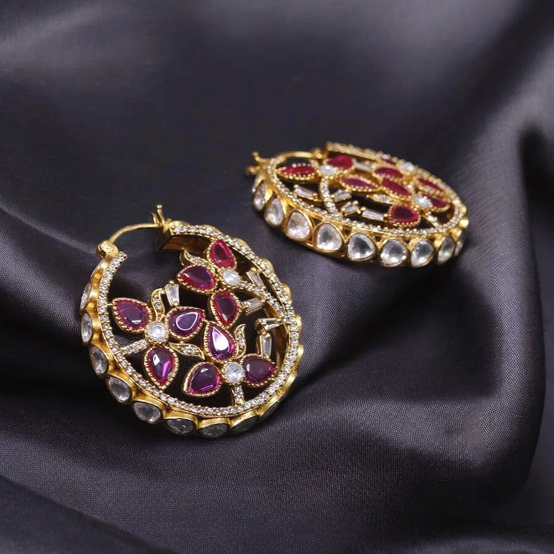 Rajsthani Crafted Floral Bali Earrings For Festive Seasons