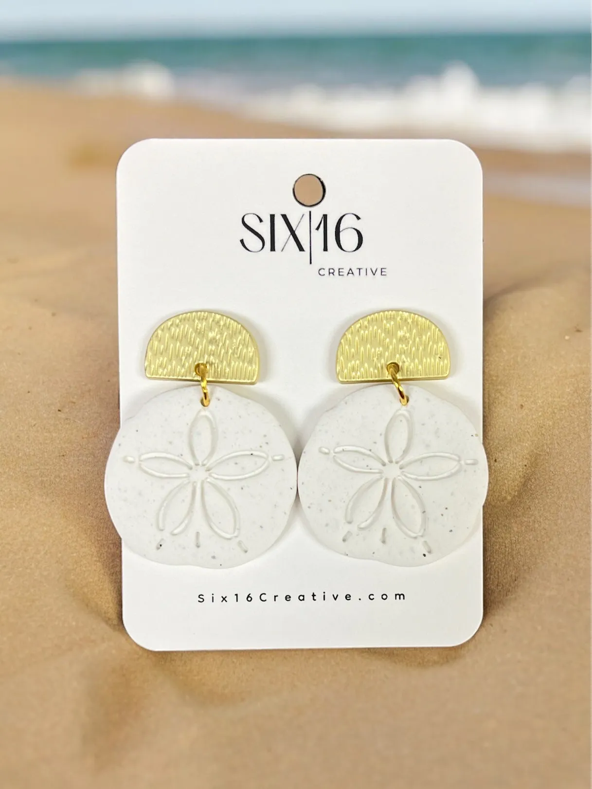 Sand Dollar Polymer Clay Earrings