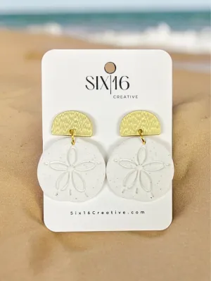 Sand Dollar Polymer Clay Earrings