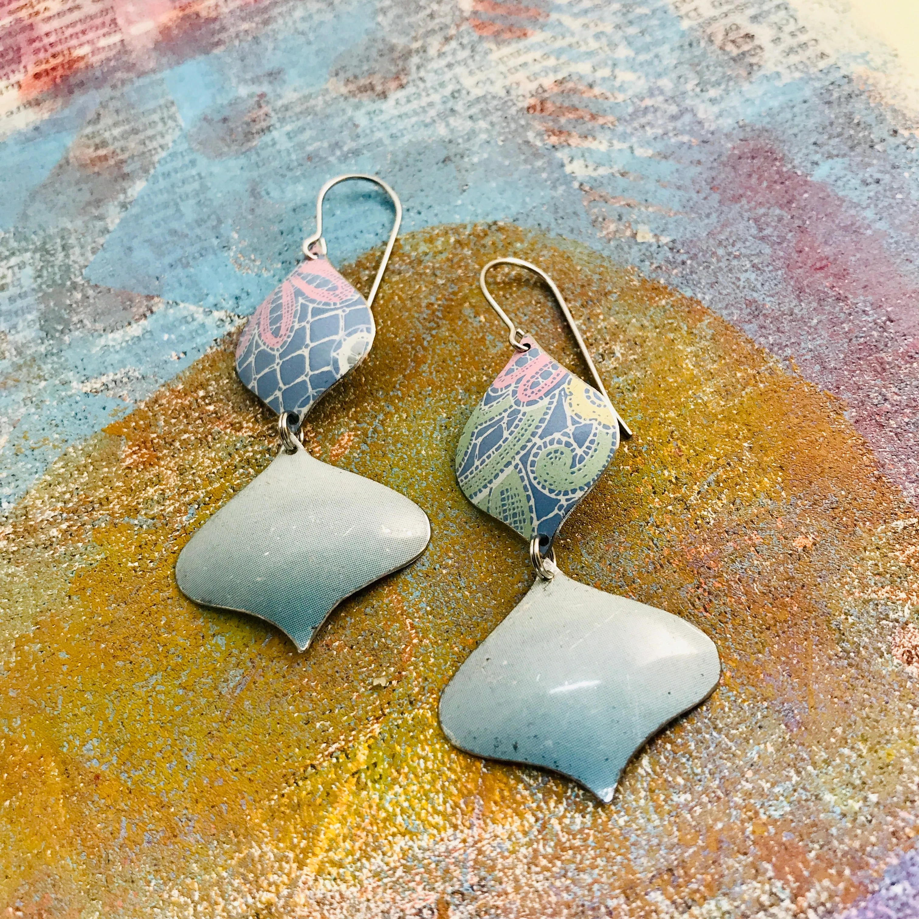 Soft Blues Rex Ray Zero Waste Tin Earrings