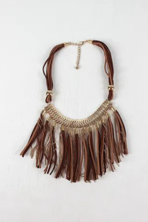 Suede Tassels Statement Necklace