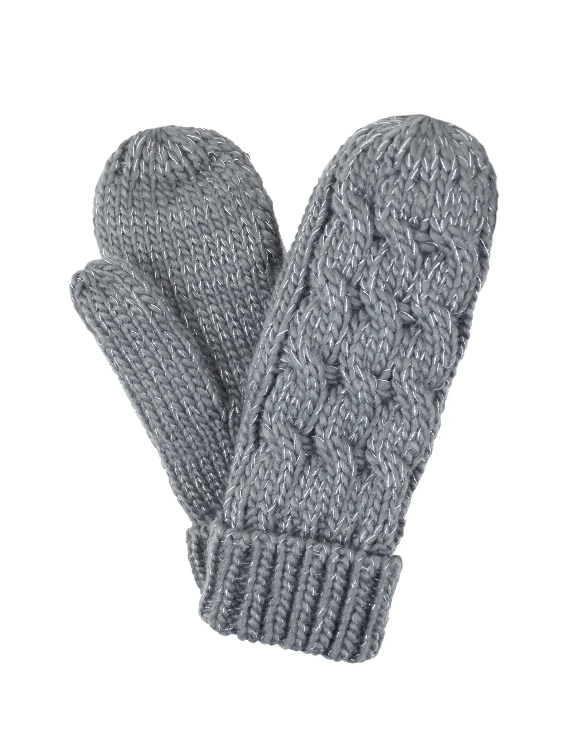 The Anka Lurex Mittens - Grey / Silver