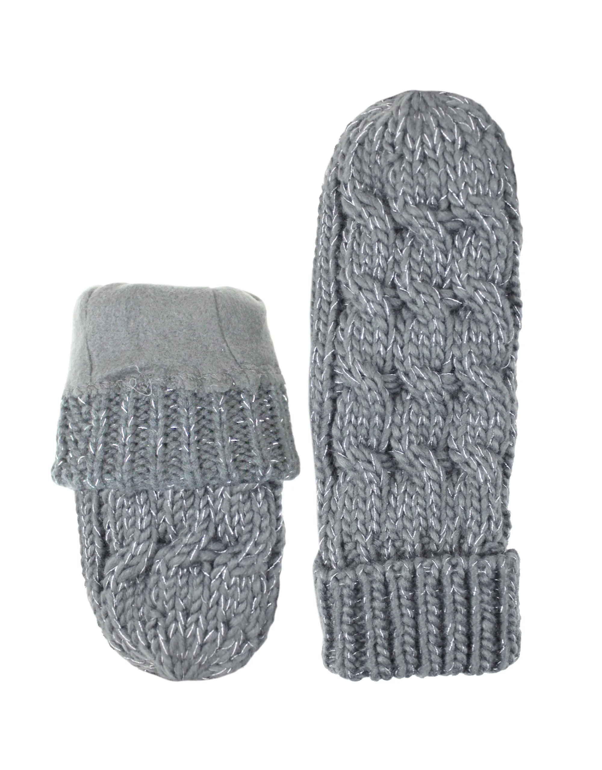 The Anka Lurex Mittens - Grey / Silver