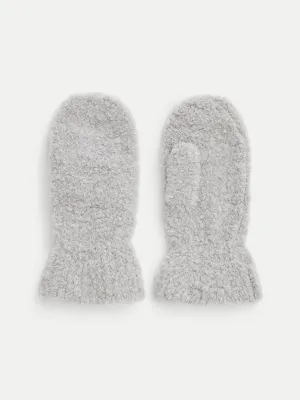 The Fuzzy Merino Wool Mittens in Light Grey