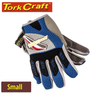 TORK CRAFT MECHANICS GLOVE SMALL SYNTHETIC LEATHER PALM AIR MESH BACK BLUE GL30