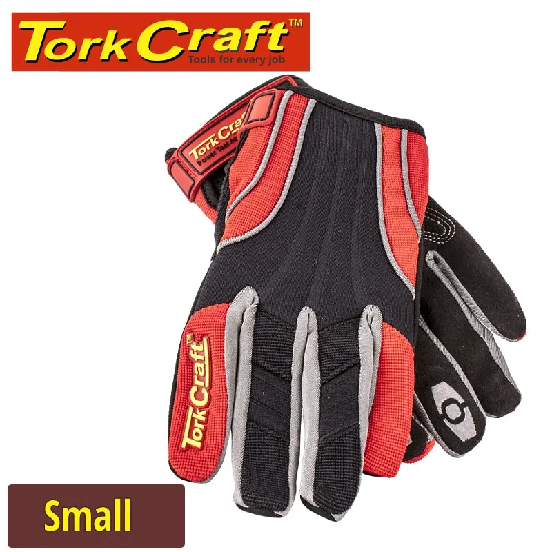 TORK CRAFT MECHANICS GLOVE SMALL SYNTHETIC LEATHER REINFORCED PALM SPANDEX RED GL20