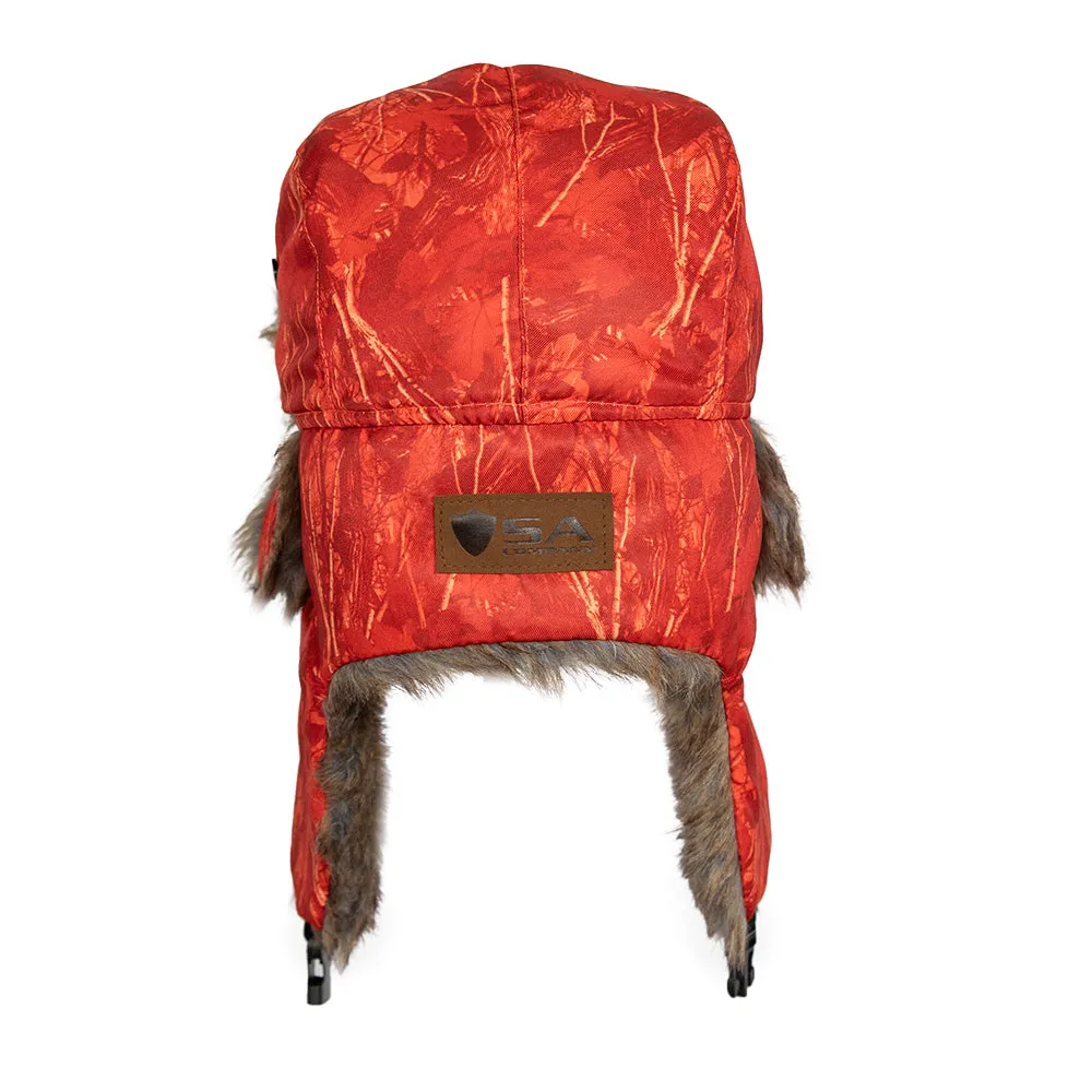 Trapper Hat | Hi Vis Orange Forest Camo PreOrder